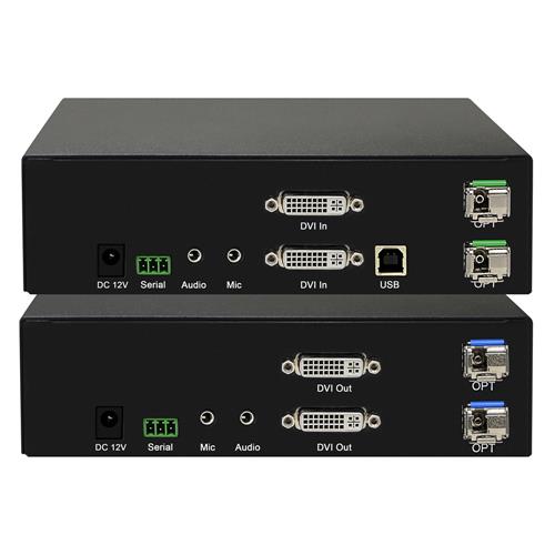 双路 DVI KVM 高清视频光纤延长器